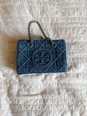 Tory Burch Fleming Soft Small Denim Bag